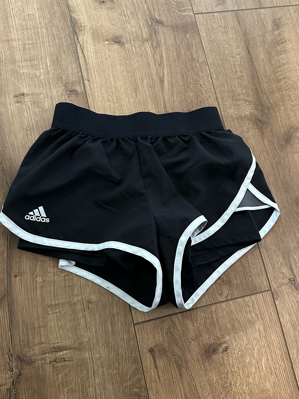 adidas Black Athletic Shorts with White Piping